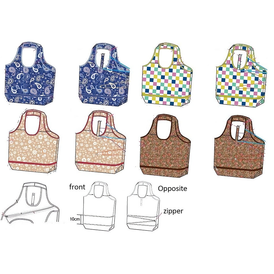 Reusable Shopping Bag Retractable Zipper Foldable Storage Tote Bag Eco-Friendly