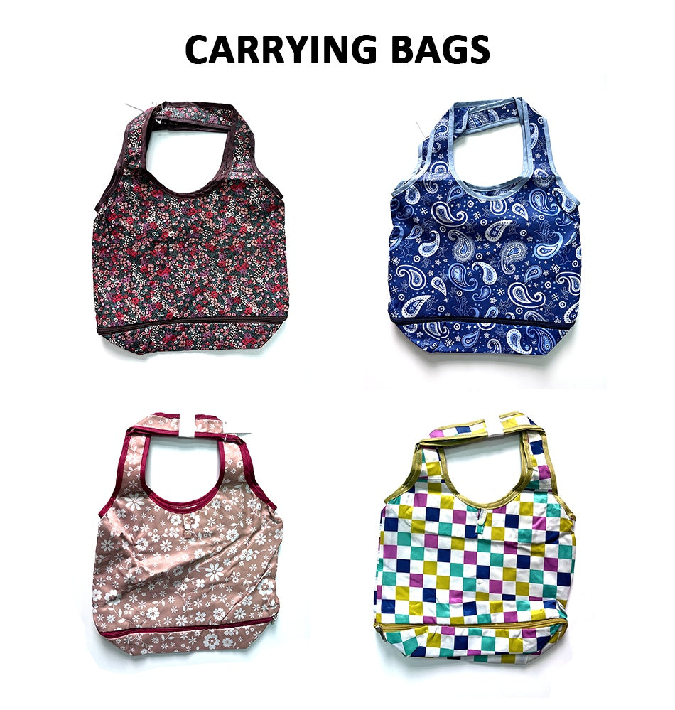 Reusable Shopping Bag Retractable Zipper Foldable Storage Tote Bag Eco-Friendly